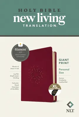 NLT Personal Size Giant Print Bible, Filament Enabled Edition (czerwona litera, skóropodobna, Aurora Cranberry, z indeksem) - NLT Personal Size Giant Print Bible, Filament Enabled Edition (Red Letter, Leatherlike, Aurora Cranberry, Indexed)