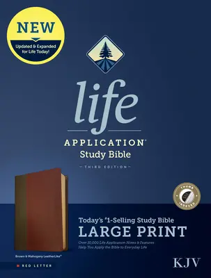 KJV Life Application Study Bible, wydanie trzecie, duży druk (czerwona litera, skóropodobna, brąz/mahoń, z indeksem) - KJV Life Application Study Bible, Third Edition, Large Print (Red Letter, Leatherlike, Brown/Mahogany, Indexed)