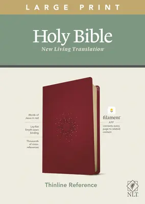 NLT Large Print Thinline Reference Bible, Filament Enabled Edition (czerwona litera, skóropodobna, jagodowa) - NLT Large Print Thinline Reference Bible, Filament Enabled Edition (Red Letter, Leatherlike, Berry)