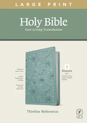 NLT Large Print Thinline Reference Bible, Filament Enabled Edition (czerwona litera, skóropodobna, kwiatowa/różowa) - NLT Large Print Thinline Reference Bible, Filament Enabled Edition (Red Letter, Leatherlike, Floral/Teal)