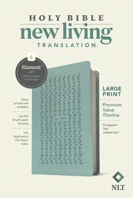 NLT Large Print Premium Value Thinline Bible, wydanie z obsługą filamentu (skóropodobne, eukaliptus turkusowy) - NLT Large Print Premium Value Thinline Bible, Filament Enabled Edition (Leatherlike, Eucalyptus Teal)