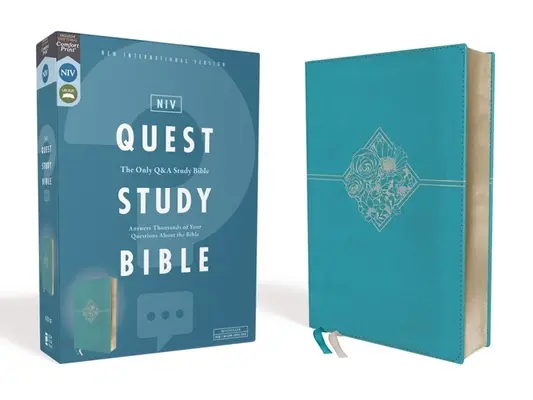 Niv, Quest Study Bible, skórzana miękka, niebieska, wygodny druk: Jedyna Biblia do studiowania pytań i odpowiedzi - Niv, Quest Study Bible, Leathersoft, Blue, Comfort Print: The Only Q and A Study Bible
