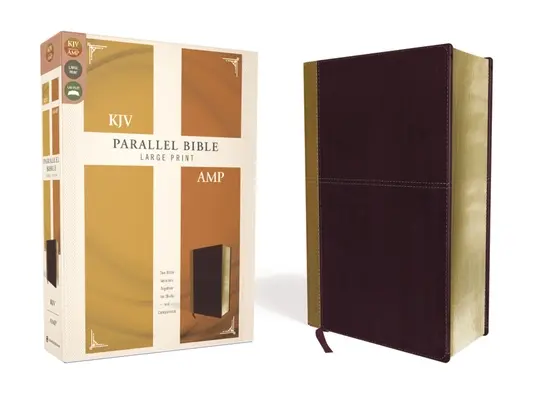 KJV, Amplified, Parallel Bible, Large Print, Leathersoft, Tan/Burgundy, Red Letter Edition: Dwie wersje Biblii razem do studiowania i porównywania - KJV, Amplified, Parallel Bible, Large Print, Leathersoft, Tan/Burgundy, Red Letter Edition: Two Bible Versions Together for Study and Comparison