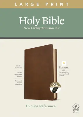 NLT Large Print Thinline Reference Bible, Filament Enabled Edition (czerwona litera, skóropodobna, rdzawobrązowa, z indeksem) - NLT Large Print Thinline Reference Bible, Filament Enabled Edition (Red Letter, Leatherlike, Rustic Brown, Indexed)