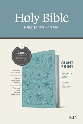 KJV Personal Size Giant Print Bible, Filament Enabled Edition (czerwona litera, skóropodobna, kwiatowy liść turkusowy) - KJV Personal Size Giant Print Bible, Filament Enabled Edition (Red Letter, Leatherlike, Floral Leaf Teal)