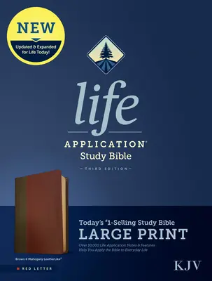 KJV Life Application Study Bible, wydanie trzecie, duży druk (czerwona litera, skóropodobny, brązowy/mahoń) - KJV Life Application Study Bible, Third Edition, Large Print (Red Letter, Leatherlike, Brown/Mahogany)