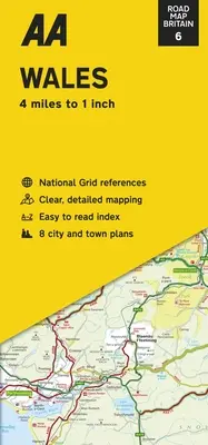 Mapa drogowa Wielkiej Brytanii: Walia - Road Map Britain: Wales