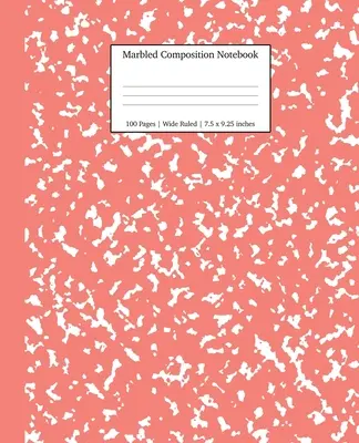 Zeszyt marmurkowy: Coral Pink Marble Wide Ruled Paper Subject Book - Marbled Composition Notebook: Coral Pink Marble Wide Ruled Paper Subject Book