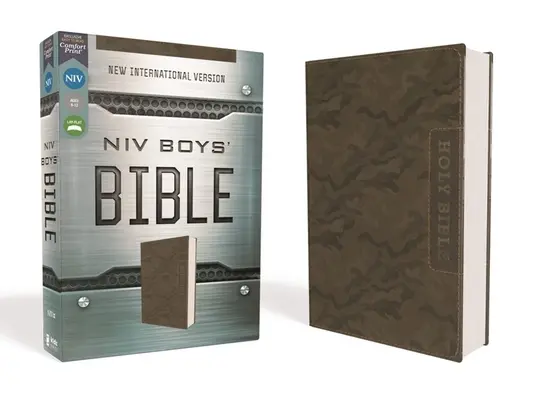 Niv, Biblia dla chłopców, skórzana, brązowy camo, wygodny nadruk - Niv, Boys' Bible, Leathersoft, Brown Camo, Comfort Print