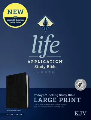 KJV Life Application Study Bible, wydanie trzecie, duży druk (czerwona litera, skóra klejona, czarna, z indeksem) - KJV Life Application Study Bible, Third Edition, Large Print (Red Letter, Bonded Leather, Black, Indexed)