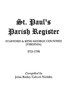 Rejestr parafialny świętego Pawła - St. Paul's Parish Register