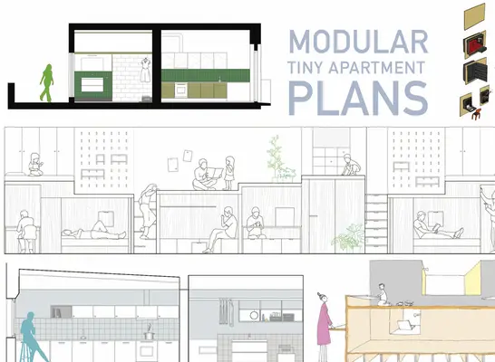 Modułowe plany małych mieszkań - Modular Tiny Apartment Plans