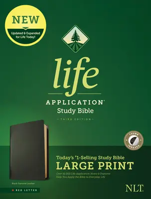 NLT Life Application Study Bible, wydanie trzecie, duży druk (czerwona litera, prawdziwa skóra, czarna, z indeksem) - NLT Life Application Study Bible, Third Edition, Large Print (Red Letter, Genuine Leather, Black, Indexed)