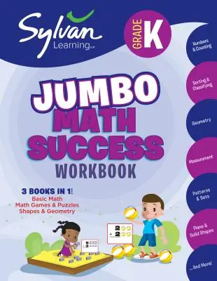 Przedszkole Jumbo Math Success Workbook: 3 książki w 1 - matematyka podstawowa, gry i łamigłówki matematyczne, kształty i geometria; działania, ćwiczenia i wskazówki do H - Kindergarten Jumbo Math Success Workbook: 3 Books in 1 --Basic Math, Math Games and Puzzles, Shapes and Geometry; Activities, Exercises, and Tips to H