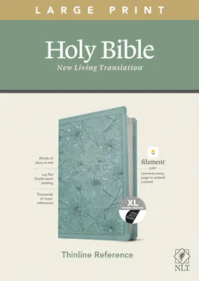 NLT Large Print Thinline Reference Bible, Filament Enabled Edition (czerwona litera, skóropodobna, kwiatowa / turkusowa, indeksowana) - NLT Large Print Thinline Reference Bible, Filament Enabled Edition (Red Letter, Leatherlike, Floral/Teal, Indexed)