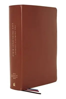 Nasb, Charles F. Stanley Life Principles Bible, wyd. 2, skóra naturalna, kolor brązowy, indeks kciukowy, wygodny druk: Biblia, New American Standard B - Nasb, Charles F. Stanley Life Principles Bible, 2nd Edition, Genuine Leather, Brown, Thumb Indexed, Comfort Print: Holy Bible, New American Standard B