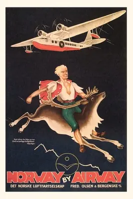 Vintage Journal Norwegia, człowiek na karibu - plakat podróżniczy - Vintage Journal Norway, Man on Caribou Travel Poster