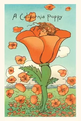 The Vintage Journal Ilustracja przedstawiająca mak kalifornijski - The Vintage Journal Illustration of California Poppy Person