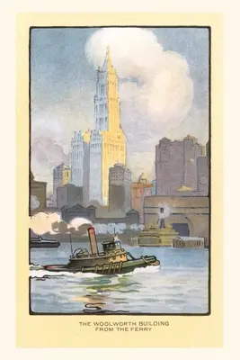 Vintage Journal Malowanie budynku Woolworth z promu, Nowy Jork - Vintage Journal Painting of Woolworth Building from Ferry, New York City