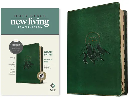NLT Personal Size Giant Print Bible, Filament Enabled Edition (skóropodobna, Evergreen Mountain, z indeksem) - NLT Personal Size Giant Print Bible, Filament Enabled Edition (Leatherlike, Evergreen Mountain, Indexed)