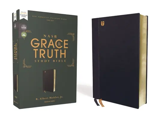 Nasb, the Grace and Truth Study Bible, skóra ekologiczna, granatowy, czerwona litera, 1995 tekst, wygodny druk - Nasb, the Grace and Truth Study Bible, Leathersoft, Navy, Red Letter, 1995 Text, Comfort Print