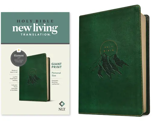 NLT Personal Size Giant Print Bible, Filament Enabled Edition (skórzana, Evergreen Mountain) - NLT Personal Size Giant Print Bible, Filament Enabled Edition (Leatherlike, Evergreen Mountain )