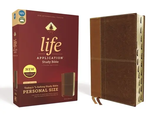 Niv, Life Application Study Bible, wydanie trzecie, rozmiar osobisty, skórzana miękka, brązowa, z indeksem, wydanie z czerwonymi literami - Niv, Life Application Study Bible, Third Edition, Personal Size, Leathersoft, Brown, Indexed, Red Letter Edition