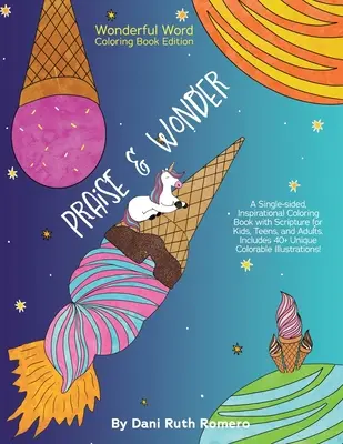 Praise & Wonder - jednostronna inspirująca kolorowanka z Pismem Świętym dla dzieci, młodzieży i dorosłych, ponad 40 unikalnych kolorowych ilustracji - Praise & Wonder - Single-sided Inspirational Coloring Book with Scripture for Kids, Teens, and Adults, 40+ Unique Colorable Illustrations