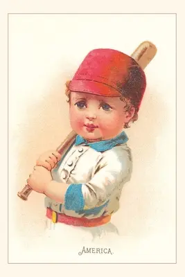 Vintage Journal America, mały chłopiec z kijem, ilustracja - Vintage Journal America, Little Boy with Bat, Illustration