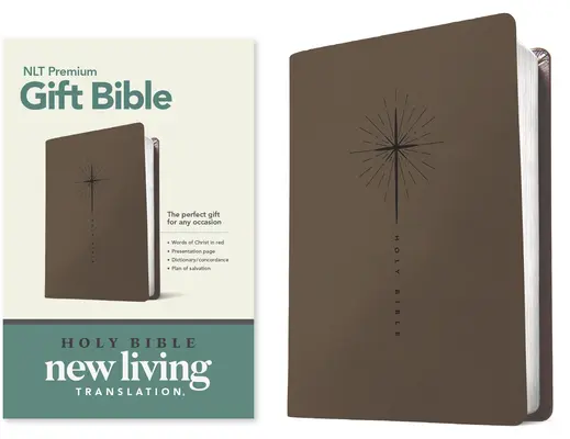 Biblia Premium na prezent NLT (czerwona litera, skóropodobna, gwiaździsty krzyż, taupe) - Premium Gift Bible NLT (Red Letter, Leatherlike, Star Cross Taupe)