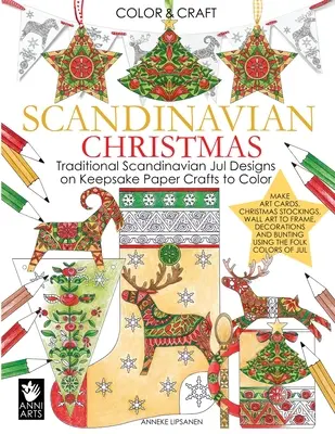 Skandynawskie Święta Bożego Narodzenia: Tradycyjne skandynawskie wzory Jul na papierze Keepsake Crafts do pokolorowania - Scandinavian Christmas: Traditional Scandinavian Jul Designs on Keepsake Paper Crafts to Color