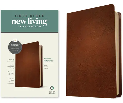 NLT Thinline Reference Bible, Filament Enabled Edition (czerwona litera, skóra naturalna, brązowa) - NLT Thinline Reference Bible, Filament Enabled Edition (Red Letter, Genuine Leather, Brown)