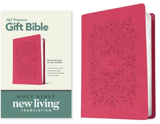 Premium Gift Bible NLT (czerwona litera, skóropodobna, bardzo jagodowe różowe winorośle) - Premium Gift Bible NLT (Red Letter, Leatherlike, Very Berry Pink Vines)
