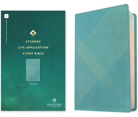 NLT Student Life Application Study Bible, Filament Enabled Edition (czerwona litera, skóropodobna, tealowo-niebieskie paski) - NLT Student Life Application Study Bible, Filament Enabled Edition (Red Letter, Leatherlike, Teal Blue Striped)