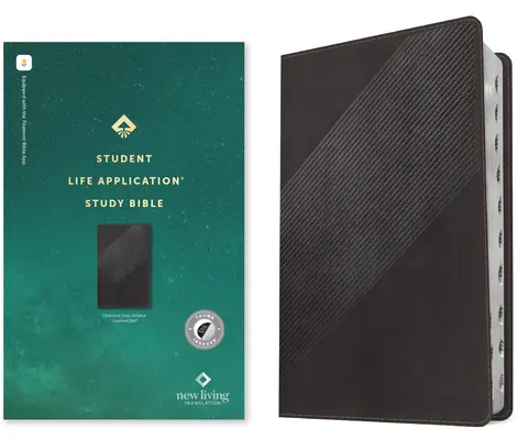 NLT Student Life Application Study Bible, Filament Enabled Edition (czerwona litera, skóropodobna, grafitowa w paski, indeksowana) - NLT Student Life Application Study Bible, Filament Enabled Edition (Red Letter, Leatherlike, Charcoal Gray Striped, Indexed)