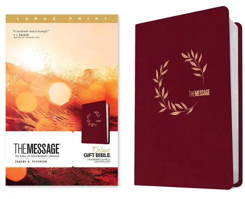 The Message Deluxe Gift Bible, Large Print (Leather-Look, Cranberry Laurels): Biblia w języku współczesnym - The Message Deluxe Gift Bible, Large Print (Leather-Look, Cranberry Laurels): The Bible in Contemporary Language