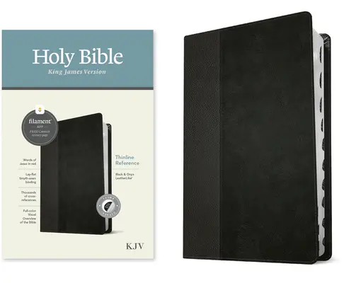 KJV Thinline Reference Bible, Filament Enabled Edition (czerwona litera, skóropodobna, czarna/nyks, indeksowana) - KJV Thinline Reference Bible, Filament Enabled Edition (Red Letter, Leatherlike, Black/Onyx, Indexed)