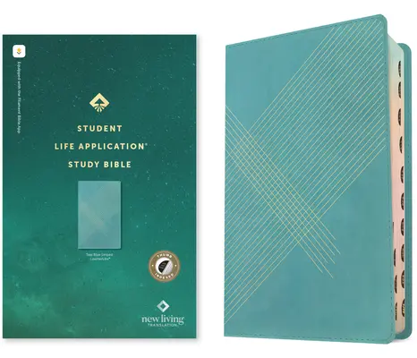 NLT Student Life Application Study Bible, Filament Enabled Edition (czerwona litera, skóropodobna, turkusowa w paski, z indeksem) - NLT Student Life Application Study Bible, Filament Enabled Edition (Red Letter, Leatherlike, Teal Blue Striped, Indexed)