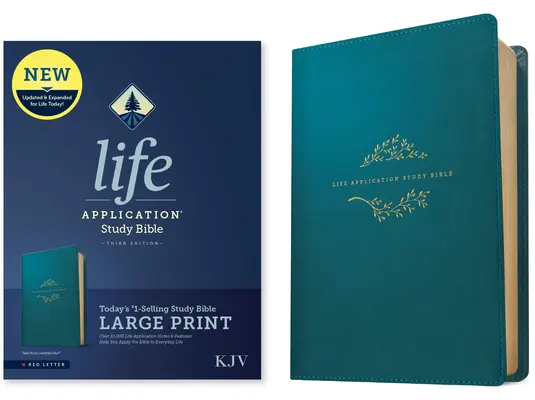 KJV Life Application Study Bible, wydanie trzecie, duży druk (czerwona litera, skóropodobna, turkusowa) - KJV Life Application Study Bible, Third Edition, Large Print (Red Letter, Leatherlike, Teal Blue)