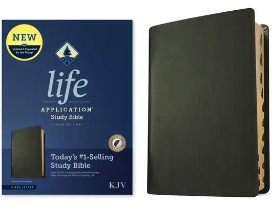 KJV Life Application Study Bible, wydanie trzecie (czerwona litera, prawdziwa skóra, czarna, z indeksem) - KJV Life Application Study Bible, Third Edition (Red Letter, Genuine Leather, Black, Indexed)
