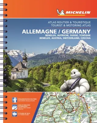 Michelin Niemcy, Beneluks, Austria, Szwajcaria, Czechy Atlas turystyczny i samochodowy (dwujęzyczny): Atlas drogowy - Michelin Germany, Benelux, Austria, Switzerland, Czechia Tourist & Motoring Atlas (Bi-Lingual): Road Atlas