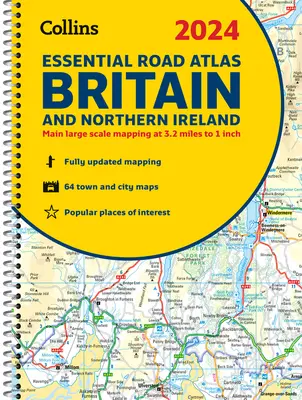 2024 Collins Essential Road Atlas Britain and Northern Ireland: A4 Spiral