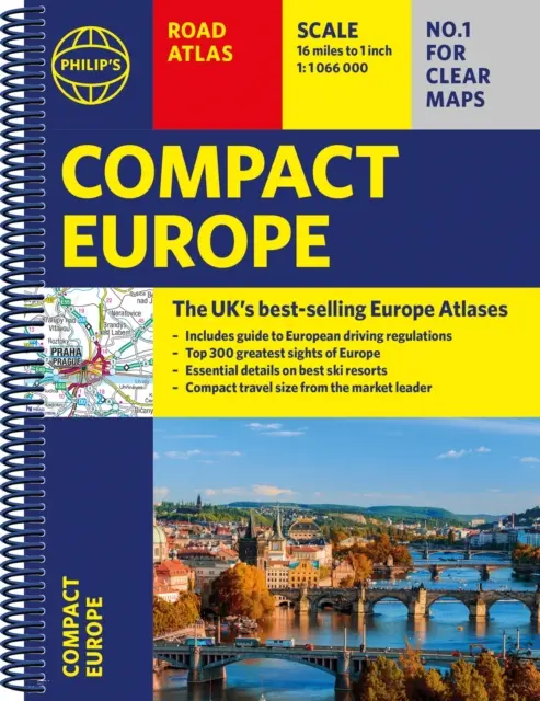 Kompaktowy atlas drogowy Philip's Europa - A5 Spirala - Philip's Compact Atlas Europe - A5 Spiral binding