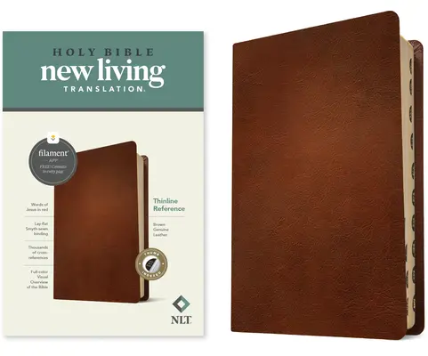 NLT Thinline Reference Bible, Filament-Enabled Edition (skóra naturalna, brązowa, z indeksem, czerwona litera) - NLT Thinline Reference Bible, Filament-Enabled Edition (Genuine Leather, Brown, Indexed, Red Letter)
