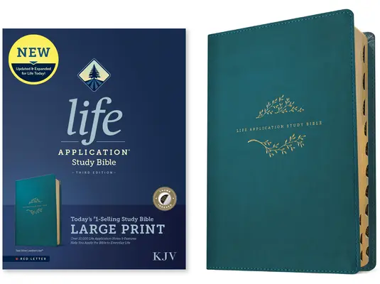 KJV Life Application Study Bible, wydanie trzecie, duży druk (skóropodobne, kolor turkusowy, z indeksem, czerwona litera) - KJV Life Application Study Bible, Third Edition, Large Print (Leatherlike, Teal Blue, Indexed, Red Letter)