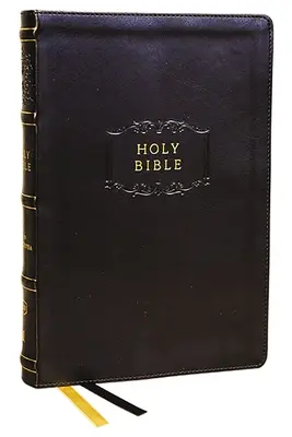 Kjv, Biblia z apokryfami, skórzana, czarna, 73 000 odsyłaczy, czerwona litera, indeksowana kciukiem, wygodny druk: Król Jakub V - Kjv, Center-Column Reference Bible with Apocrypha, Leathersoft, Black, 73,000 Cross-References, Red Letter, Thumb Indexed, Comfort Print: King James V
