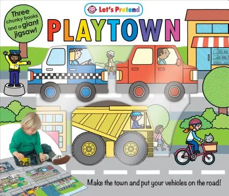 Zestaw puzzli: PLAYTOWN - trzy grube książki i gigantyczna układanka! - Puzzle Play Set: PLAYTOWN - Three Chunky Books and a Giant Jigsaw Puzzle!