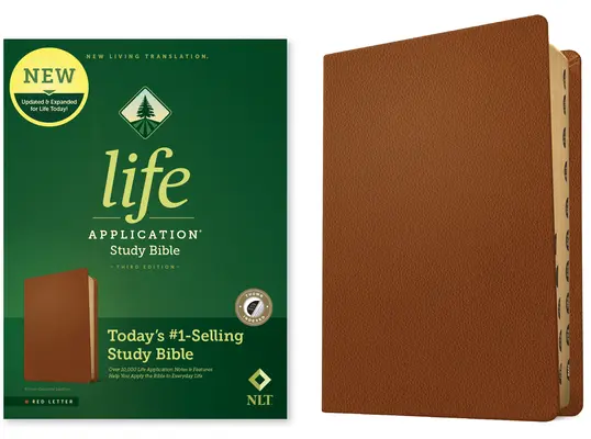 NLT Life Application Study Bible, wydanie trzecie (skóra naturalna, brązowy, z indeksem, czerwona litera) - NLT Life Application Study Bible, Third Edition (Genuine Leather, Brown, Indexed, Red Letter)