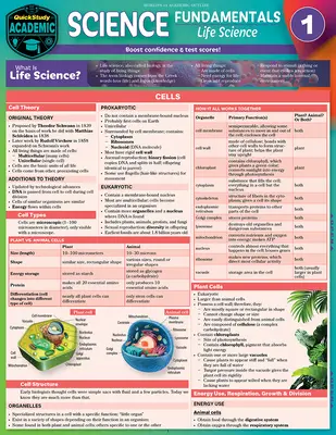 Science Fundamentals 1 - Life Science - Cells, Plants & Animals: Laminowany przewodnik do nauki i szybkiego studiowania - Science Fundamentals 1 - Life Science - Cells, Plants & Animals: Quickstudy Laminated Reference & Study Guide