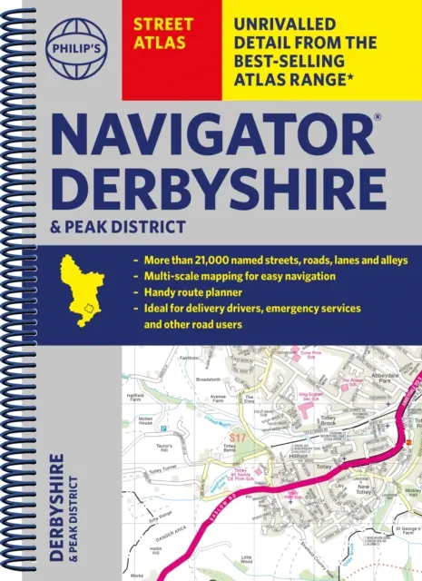 Atlas ulic Philip's Navigator Derbyshire i Peak District - Philip's Navigator Street Atlas Derbyshire and the Peak District